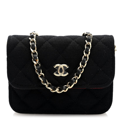 Chanel Jersey Quilted Micro Mini Flap Black 1 of 11