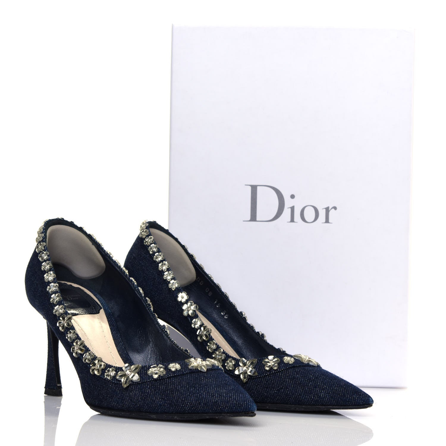 Christian Dior Denim Crystal Garland Pumps 36 Blue Fonce 10 of 10