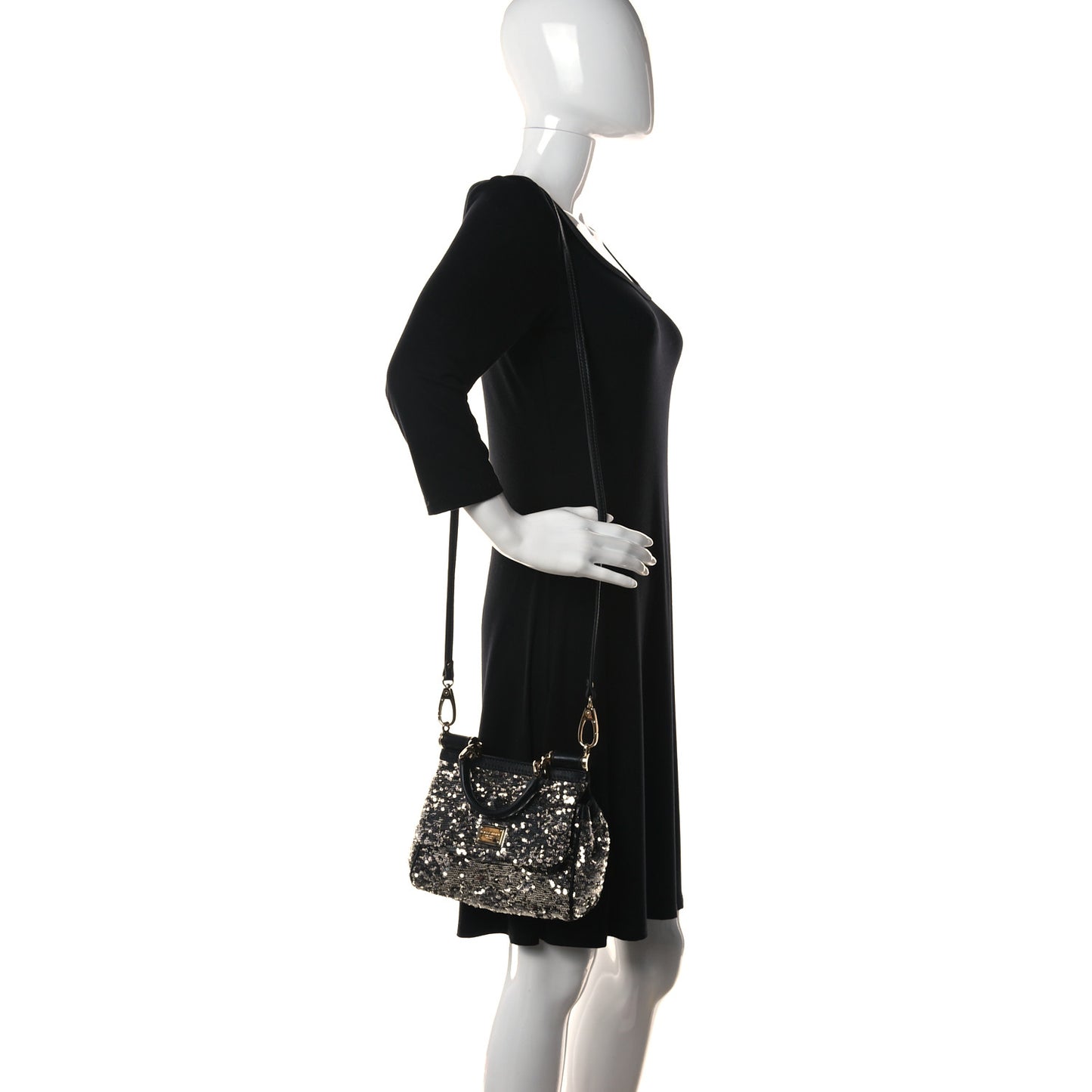 Sequin Small Miss Sicily Satchel Black