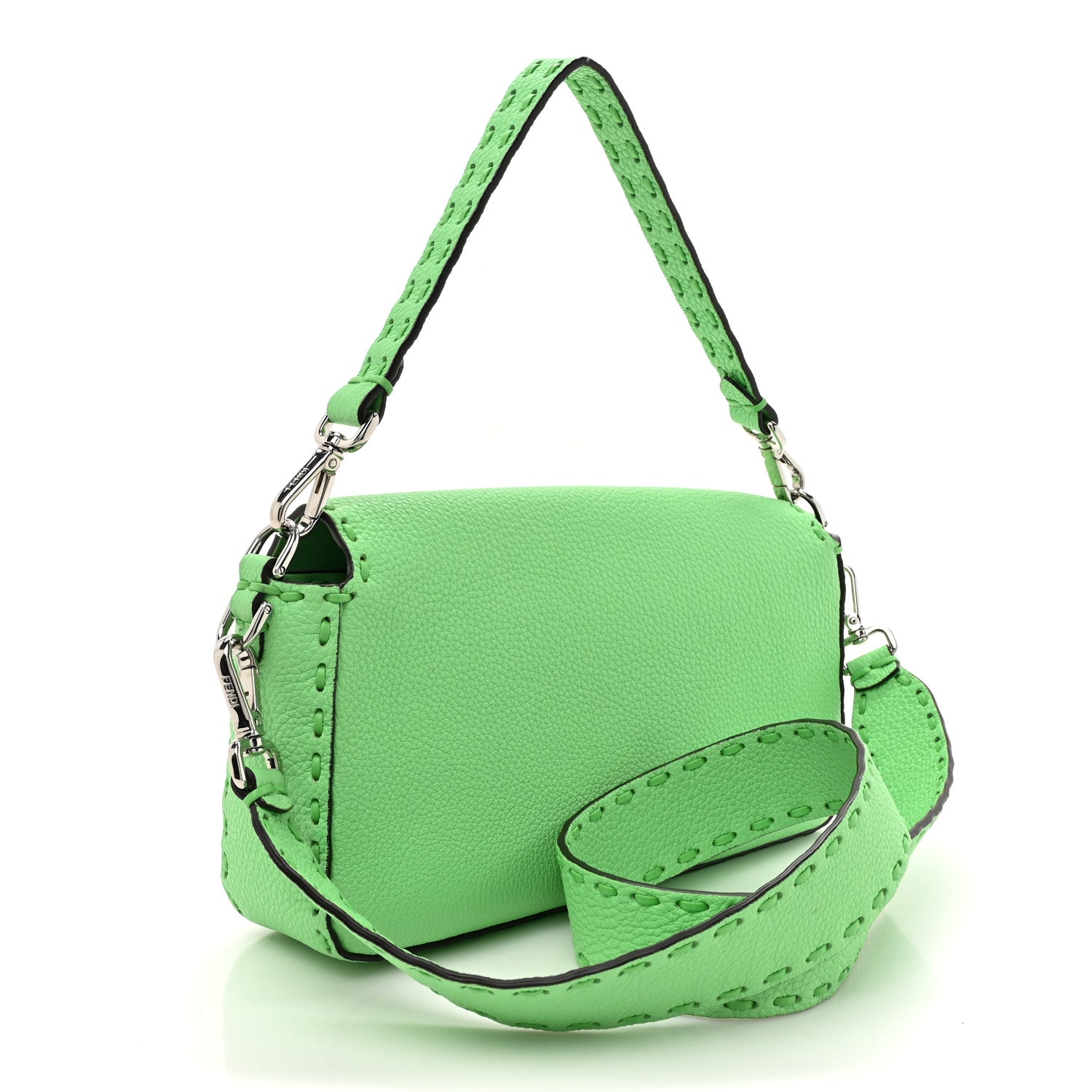 Fendi Cuoio Roma Sellerissima Nappa Sintetica Tape Stitch Baguette Edamame 3 of 13