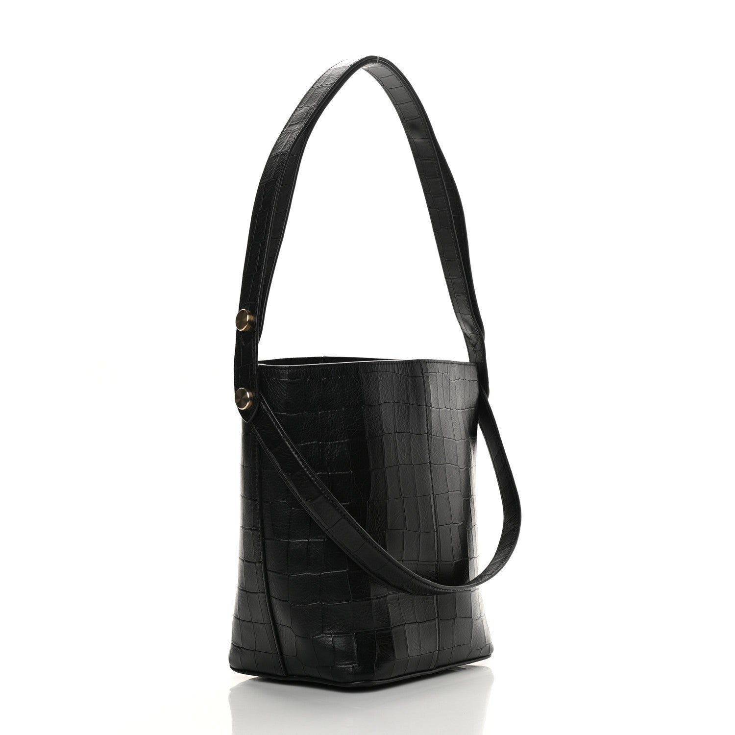 Mulberry Calfskin Crocodile Embossed Small Kite Bucket Bag Black 3 of 11