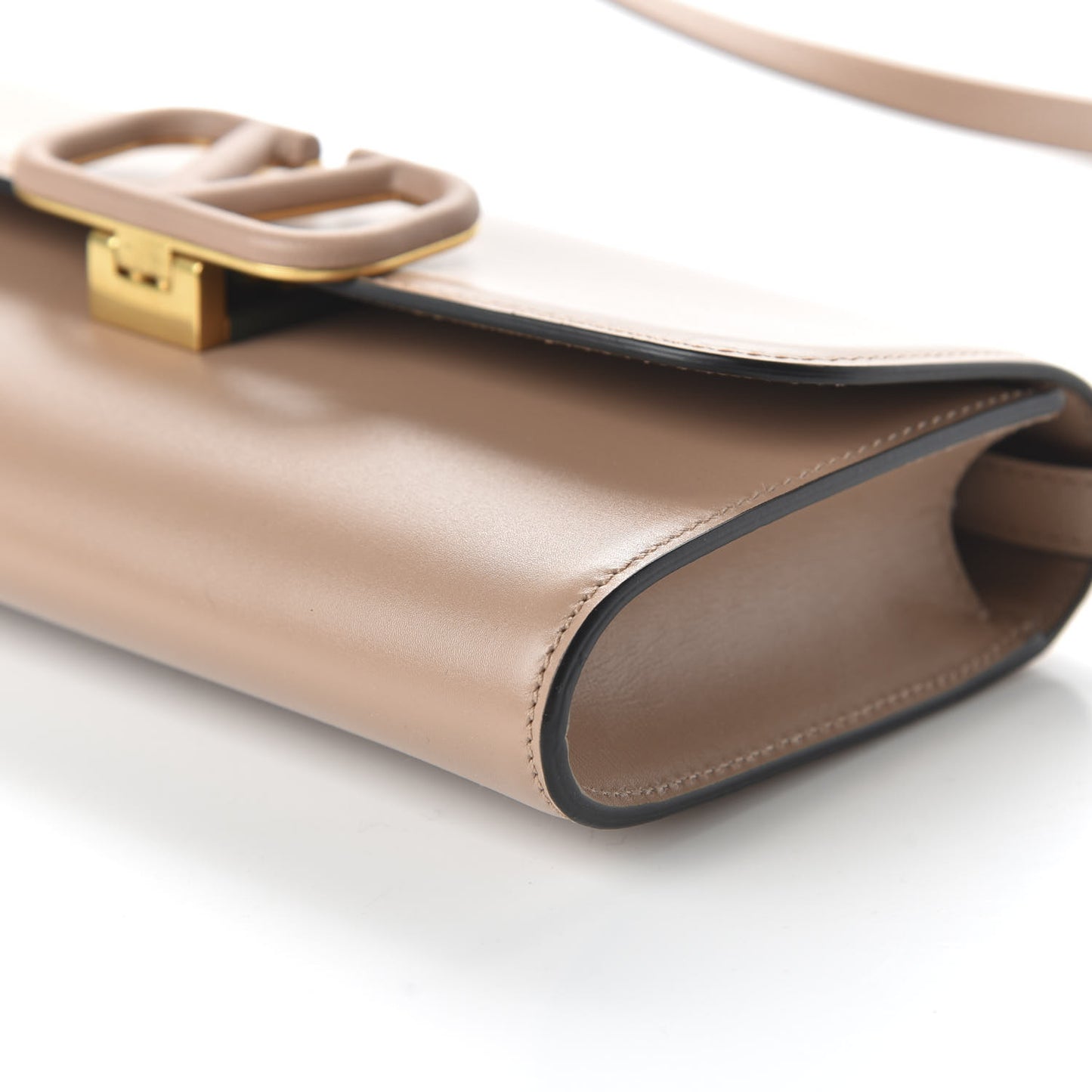 Calfskin VSling Clutch With Shoulder Strap Rose Cannelle