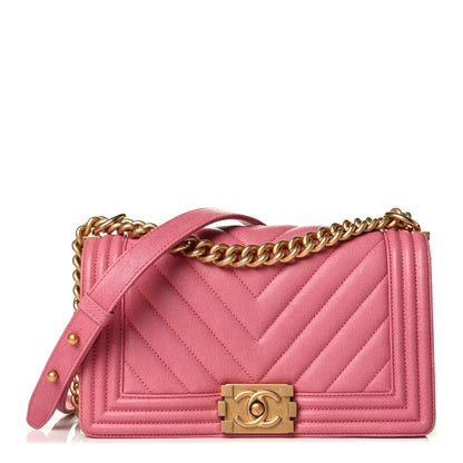 Chanel Caviar Chevron Quilted Medium Boy Flap Pink 1 of 5