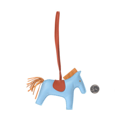Hermes Milo Lambskin Grigri Rodeo Horse Bag Charm GM Celeste Naturel Bouton D'Or Cornaline 2 of 3