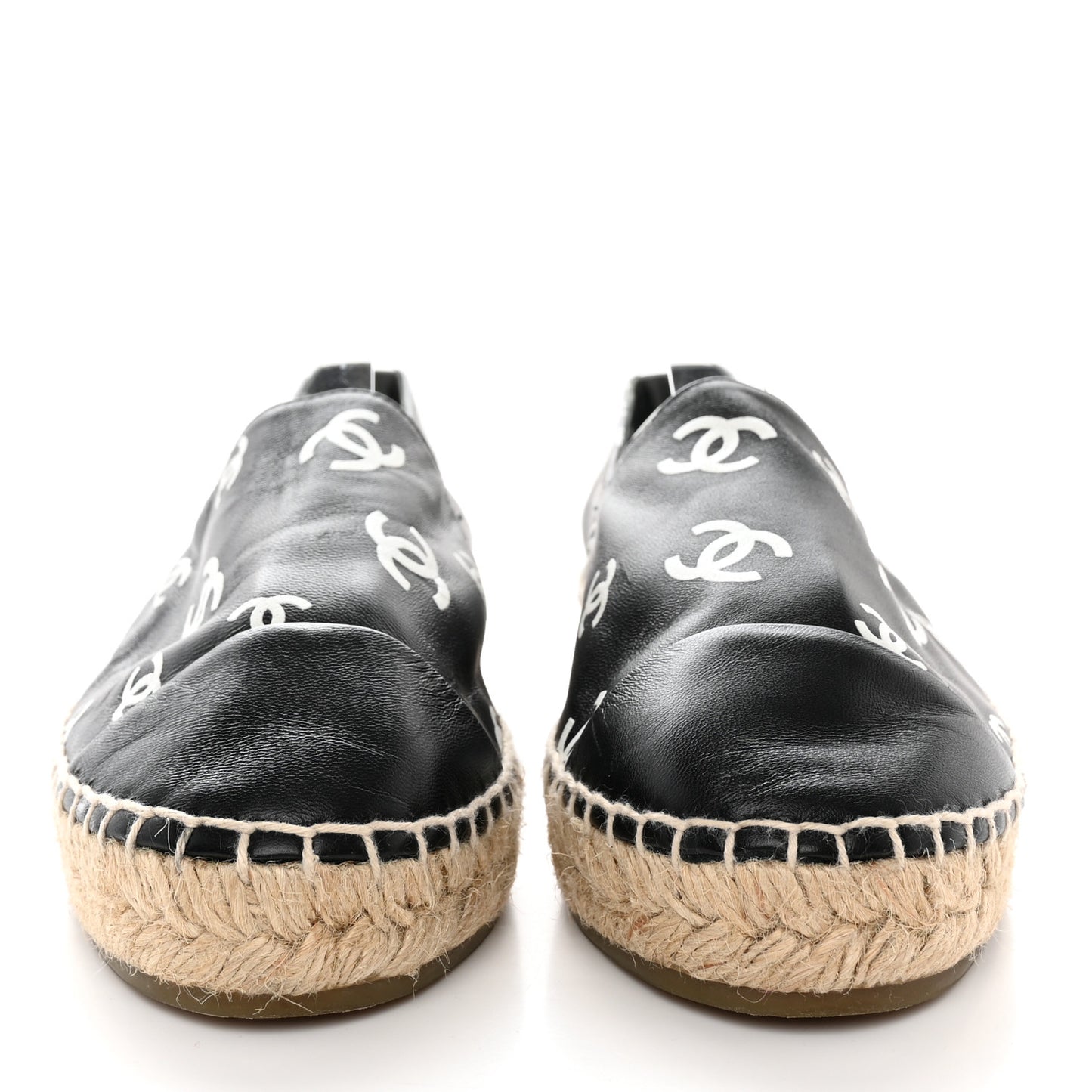 Lambskin Printed CC Espadrilles 38 Black White