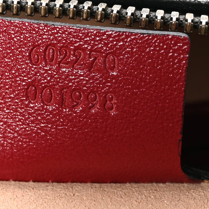 Gucci Vintage Effect Calfskin Matelasse Diagonal Small Torchon GG Marmont Bamboo Top Handle Shoulder Bag Black Romantic Cherry 7 of 13
