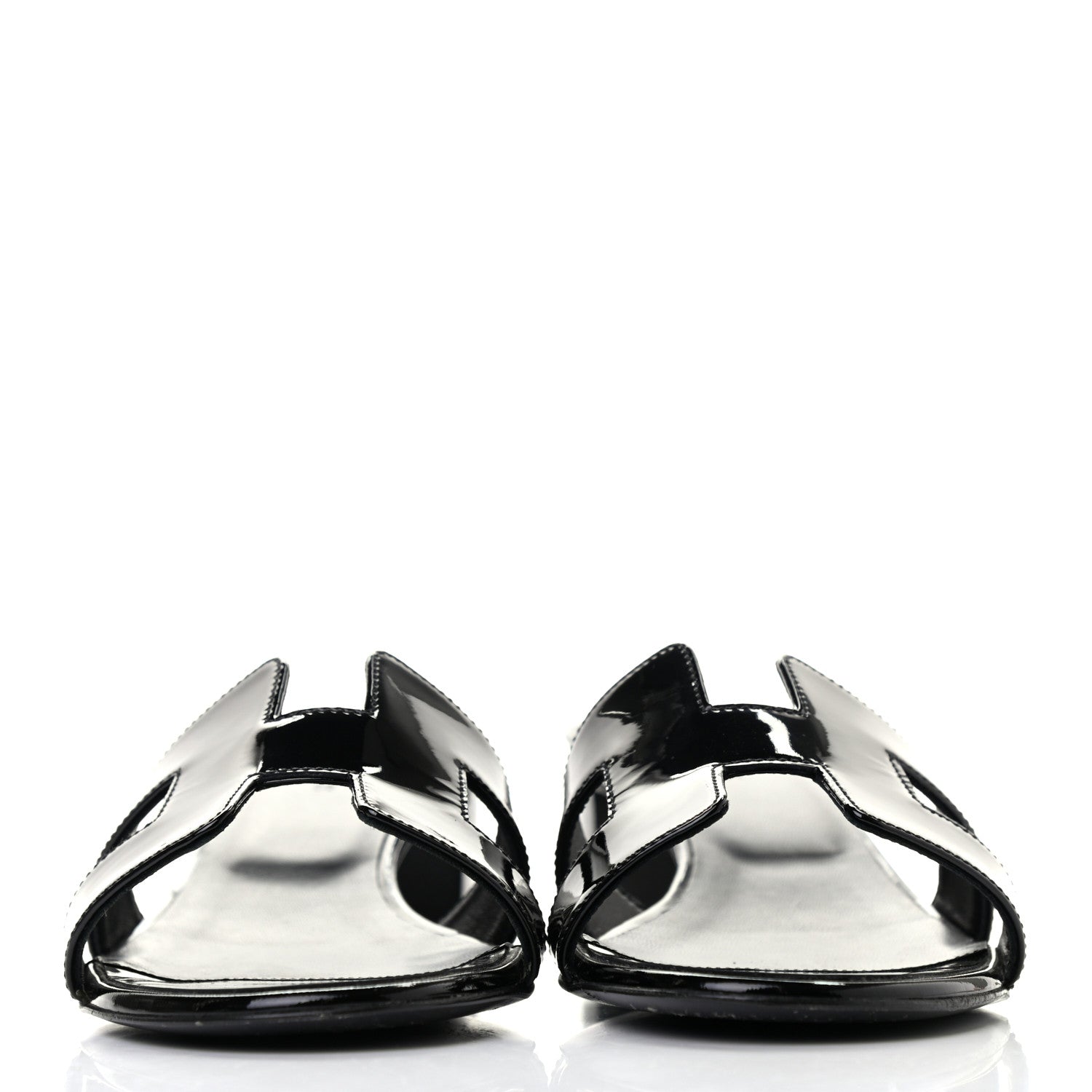 Hermes Patent Oasis Sandals 37 Black 2 of 8