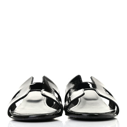 Hermes Patent Oasis Sandals 37 Black 2 of 8