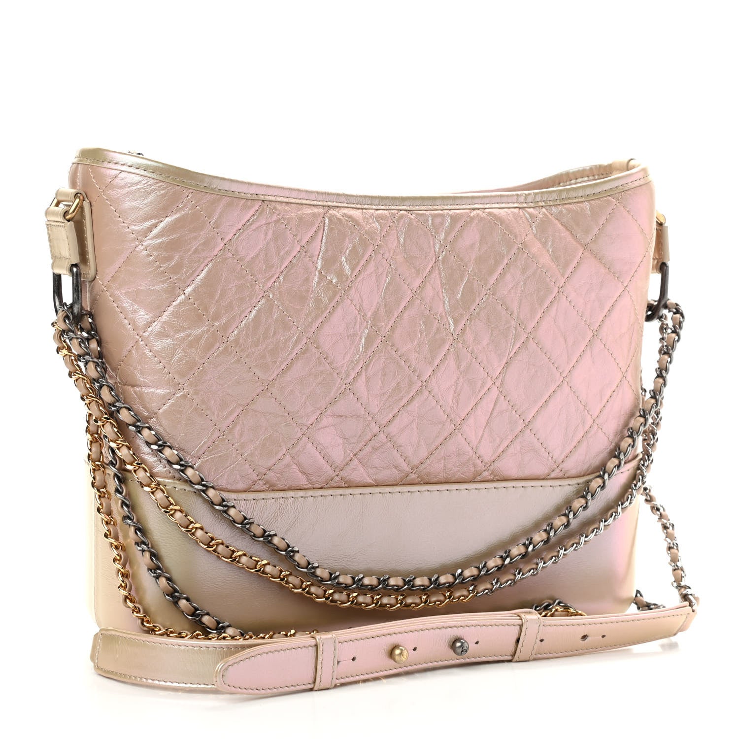 Chanel Iridescent Aged Calfskin Quilted Medium Gabrielle Hobo Light Pink 2 of 10