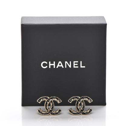 Chanel Enamel CC Baroque Earrings Black Gold 5 of 5