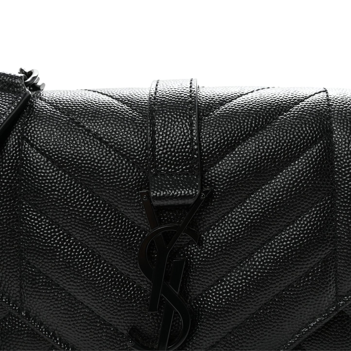 Grain De Poudre Textured Mixed Matelasse Triquilt Small Monogram Monochrome Satchel Black