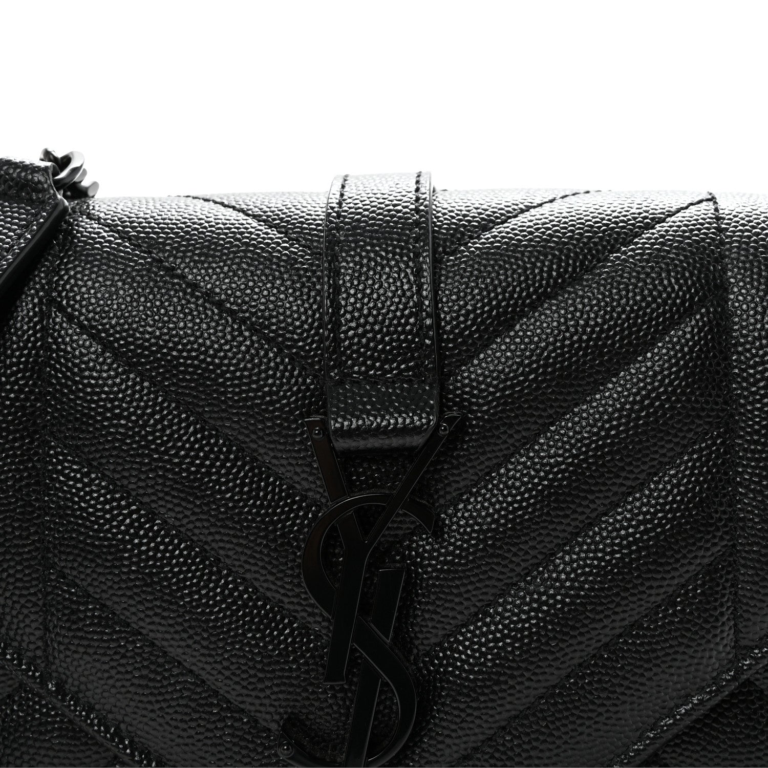 Saint Laurent Grain De Poudre Textured Mixed Matelasse Triquilt Small Monogram Monochrome Satchel Black 7 of 9