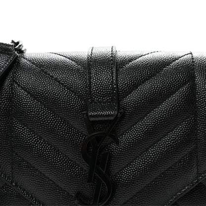 Saint Laurent Grain De Poudre Textured Mixed Matelasse Triquilt Small Monogram Monochrome Satchel Black 7 of 9