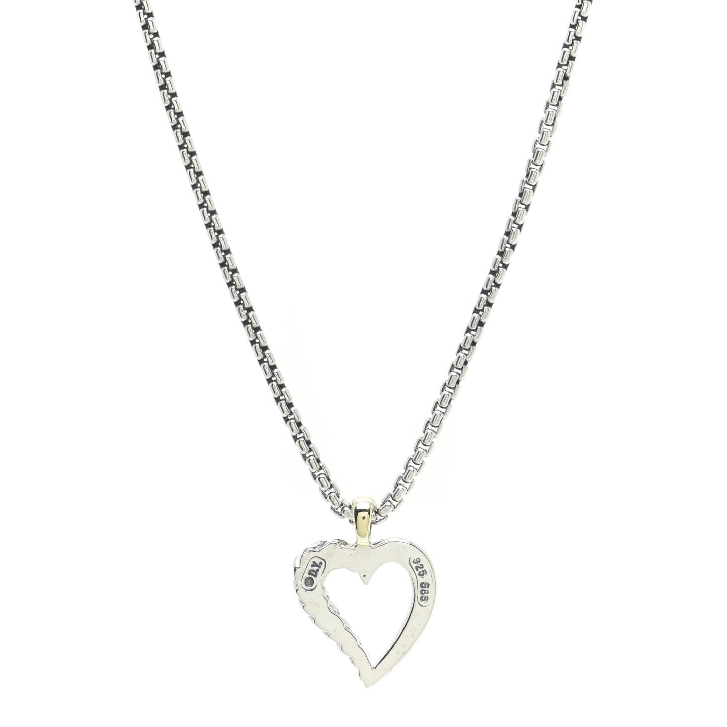 Sterling Silver 14K Yellow Gold Mini Cable Heart Pendant Necklace