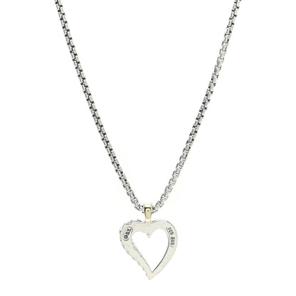 David Yurman Sterling Silver 14K Yellow Gold Mini Cable Heart Pendant Necklace 5 of 6