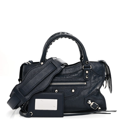 Balenciaga Agneau Classic Silver Hardware Mini City Bleu De Minuit 3 of 11