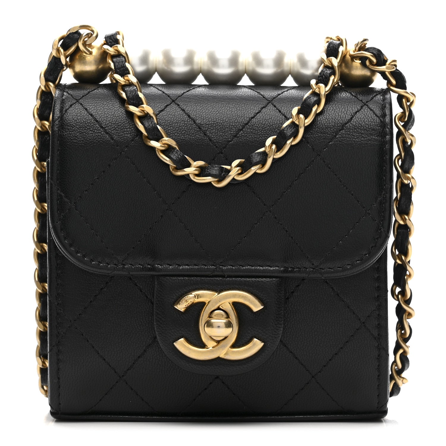 Chanel Goatskin Chic Pearls Clutch On Chain Black 1 of 13