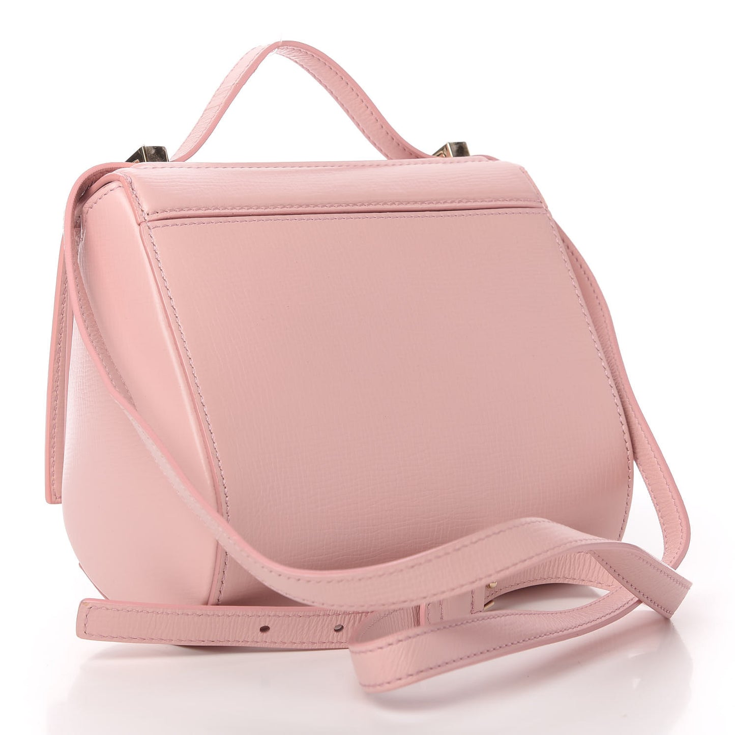 Textured Calfskin Mini Pandora Box Crossbody Bag Pink
