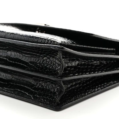 Saint Laurent Calfskin Crocodile Embossed Medium Monogram Sunset Black 11 of 13