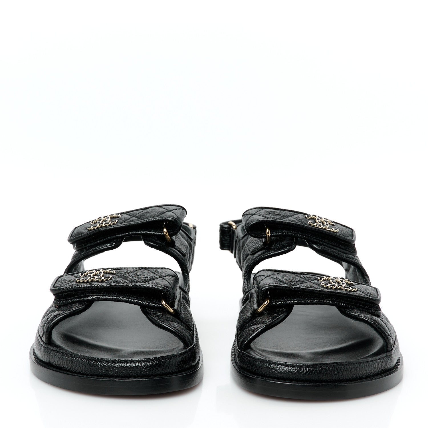 Chanel Grained Calfskin Velcro Dad Sandals 39 Black 3 of 9