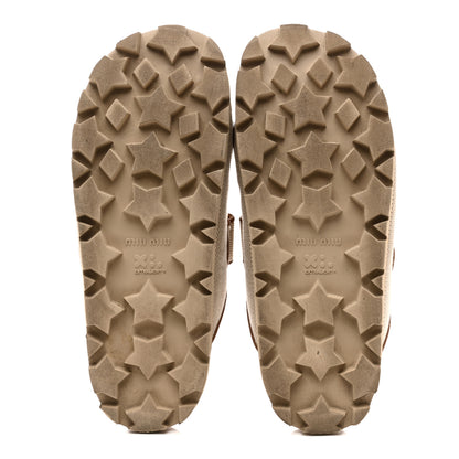 Miu Miu Canvas Logo Slide Sandals 38 Beige Brandy 6 of 10