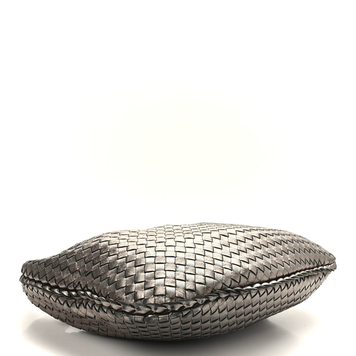 Metallic Nappa Intrecciato Medium Veneta Hobo Pewter