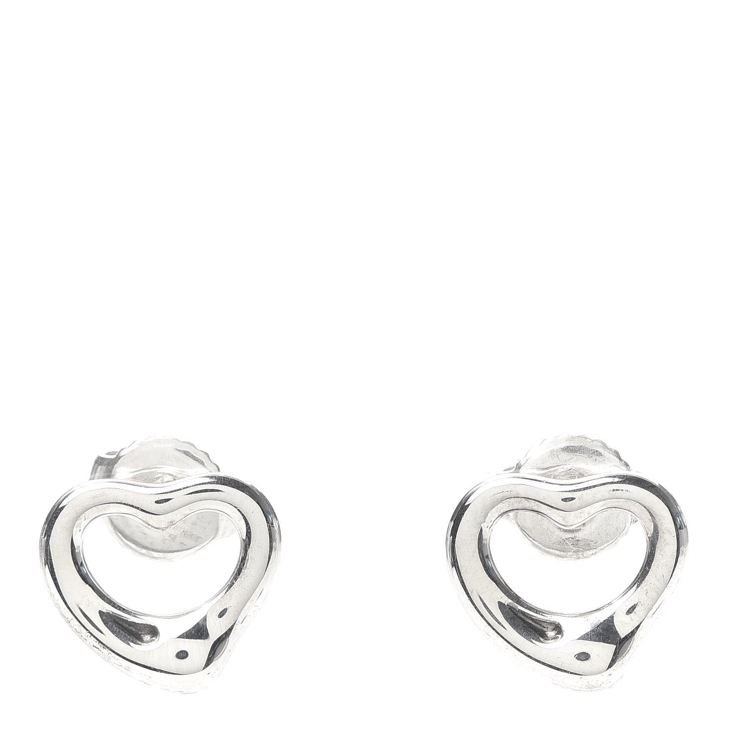 Tiffany Sterling Silver 11mm Elsa Peretti Open Heart Earrings 1 of 4