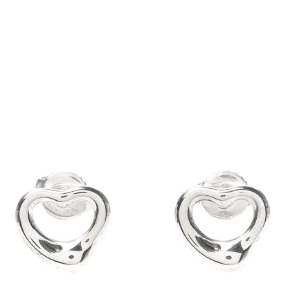 Tiffany Sterling Silver 11mm Elsa Peretti Open Heart Earrings 1 of 4