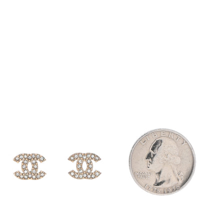 Chanel Crystal Timeless CC Earrings Light Gold 2 of 3
