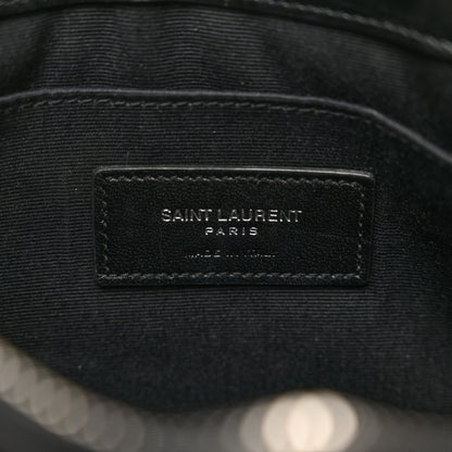 Saint Laurent Calfskin Crocodile Embossed Monogram Zip Pouch Black 7 of 7