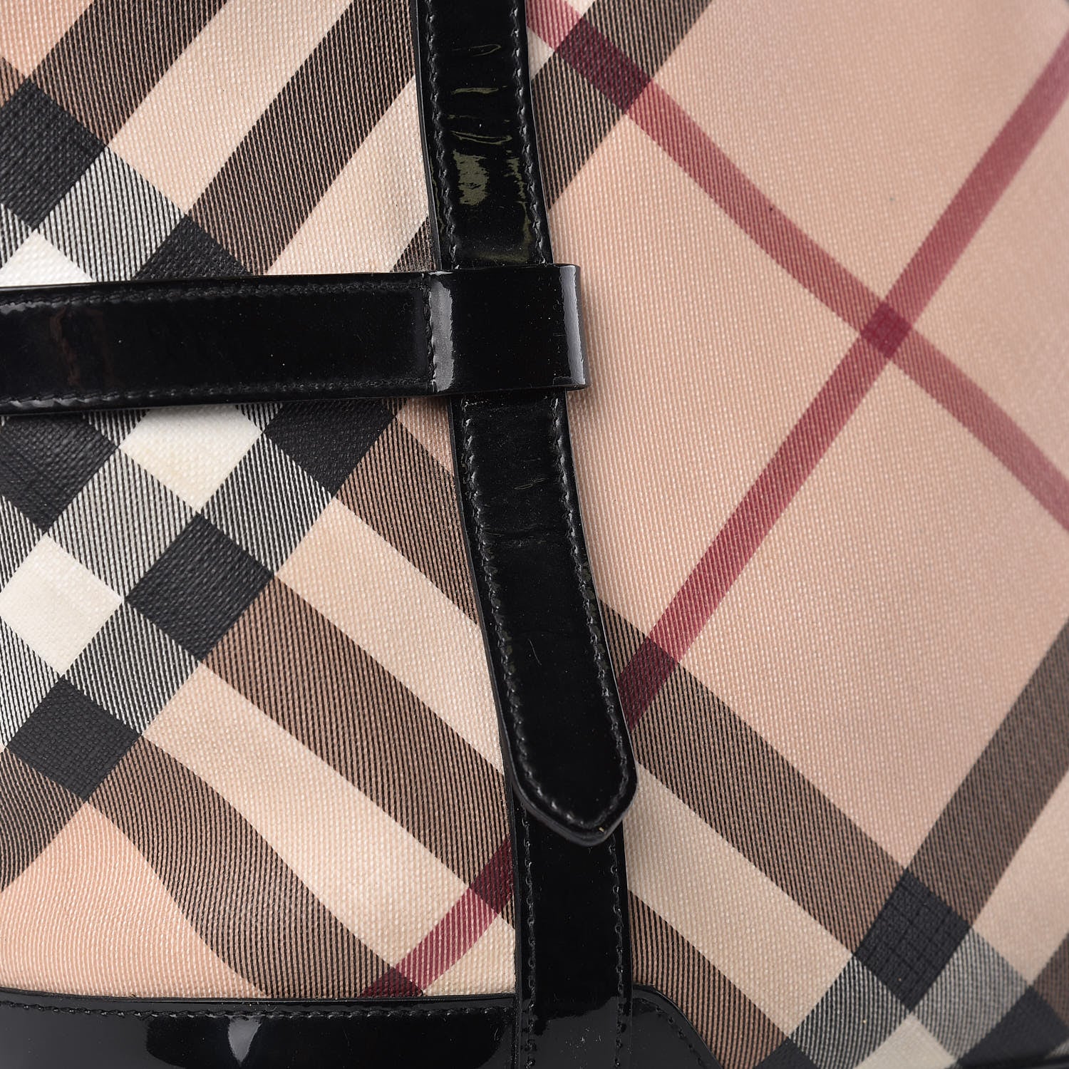 Burberry Patent Supernova Check Medium Denham Tote Black 15 of 15
