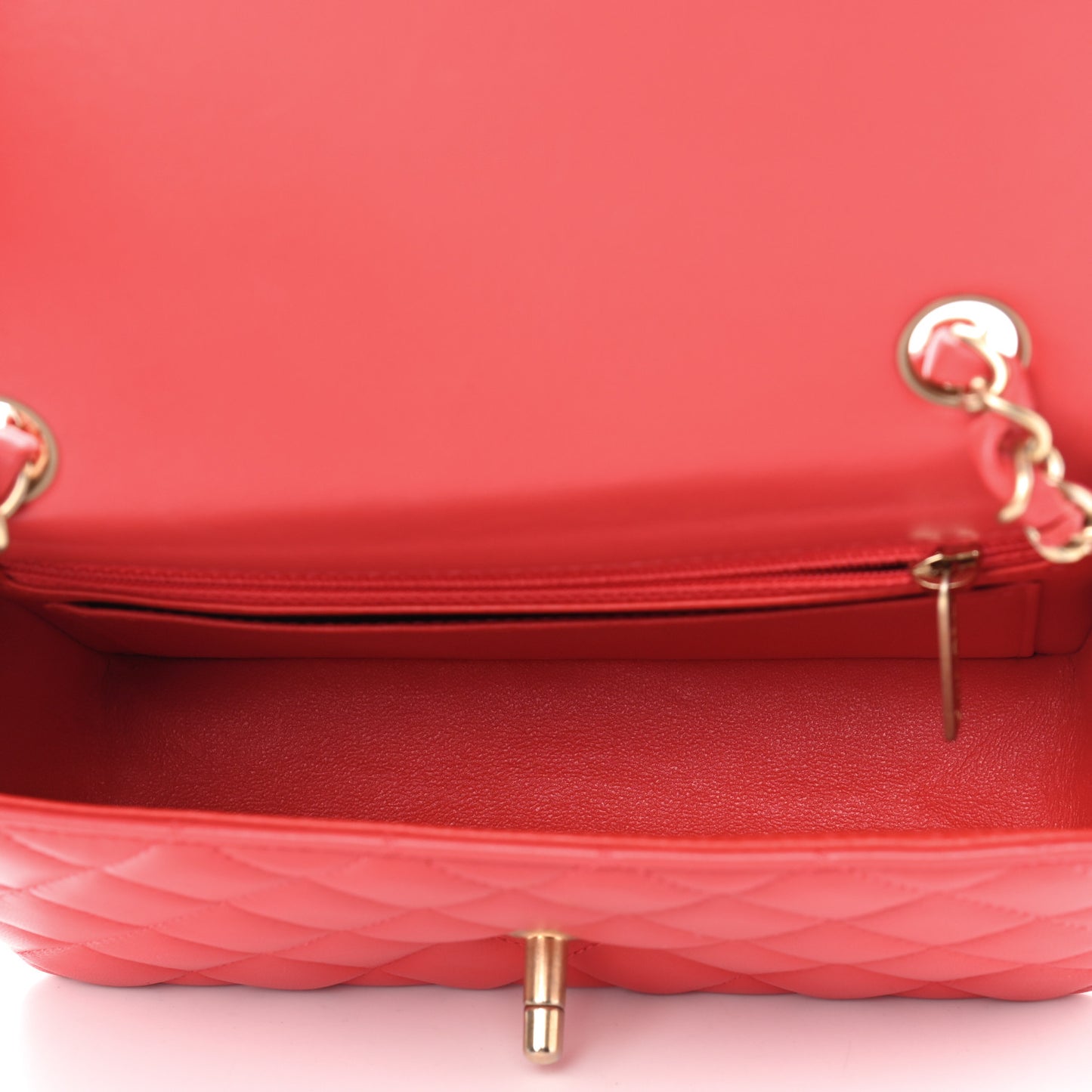 Lambskin Quilted Mini Rectangular Flap Red