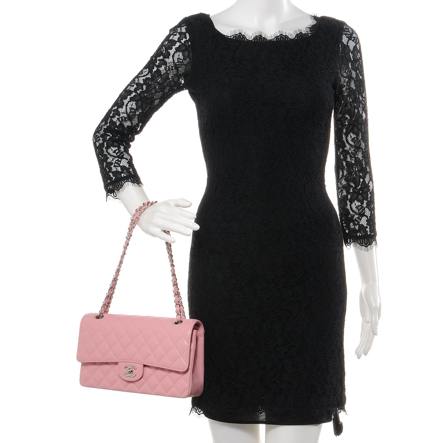 Caviar Medium Double Flap Pink