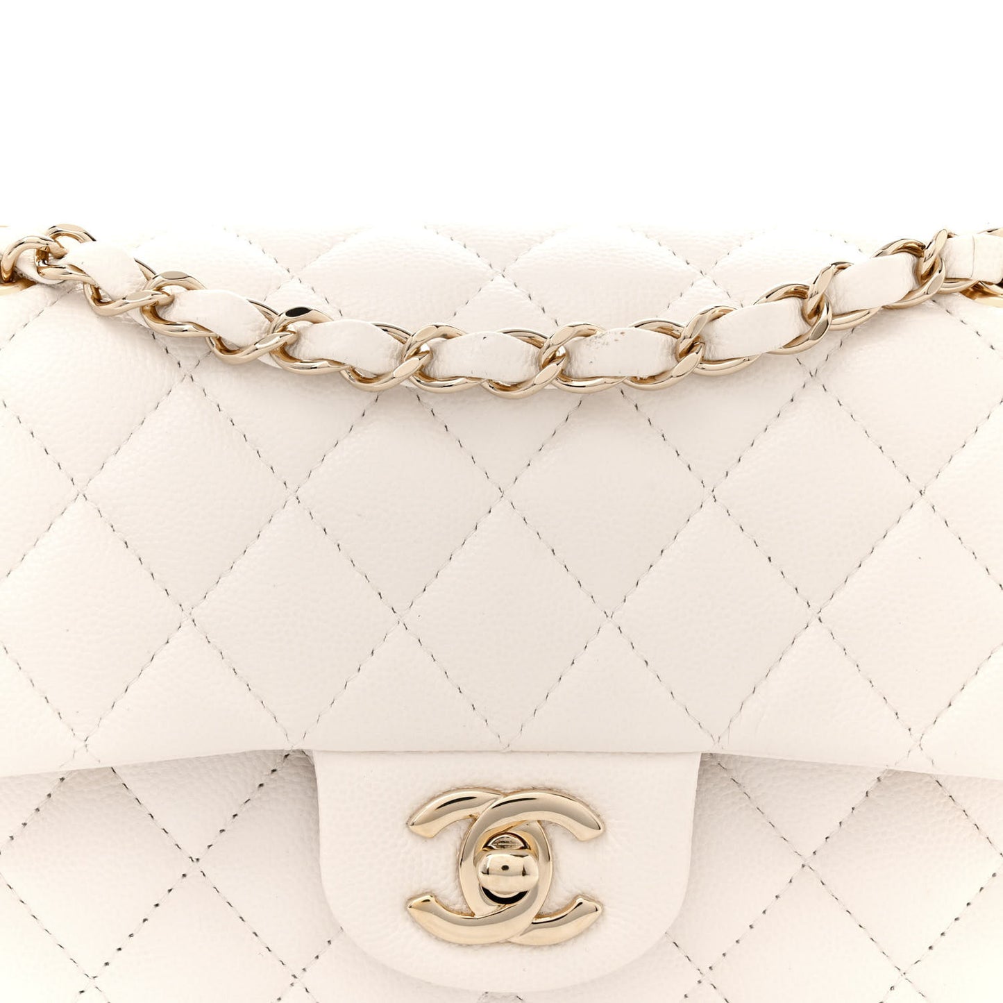 Caviar Quilted Small Double Flap White