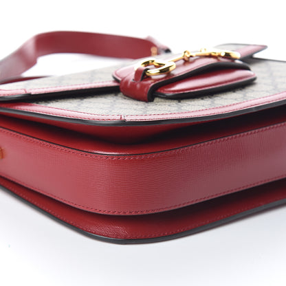 Gucci GG Supreme Monogram Azalea Calfskin Horsebit 1955 Shoulder Bag Beige Ebony New Cherry Red 8 of 9