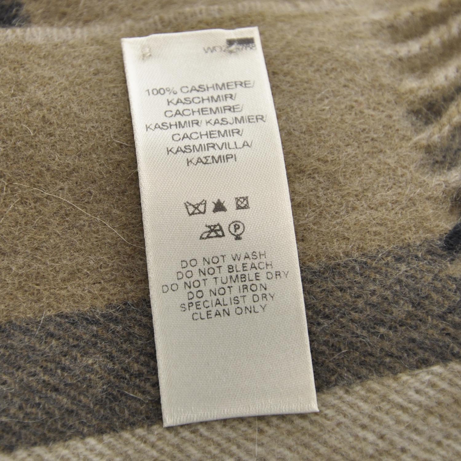 Burberry Cashmere Check Fringe Scarf Camel 4 of 5