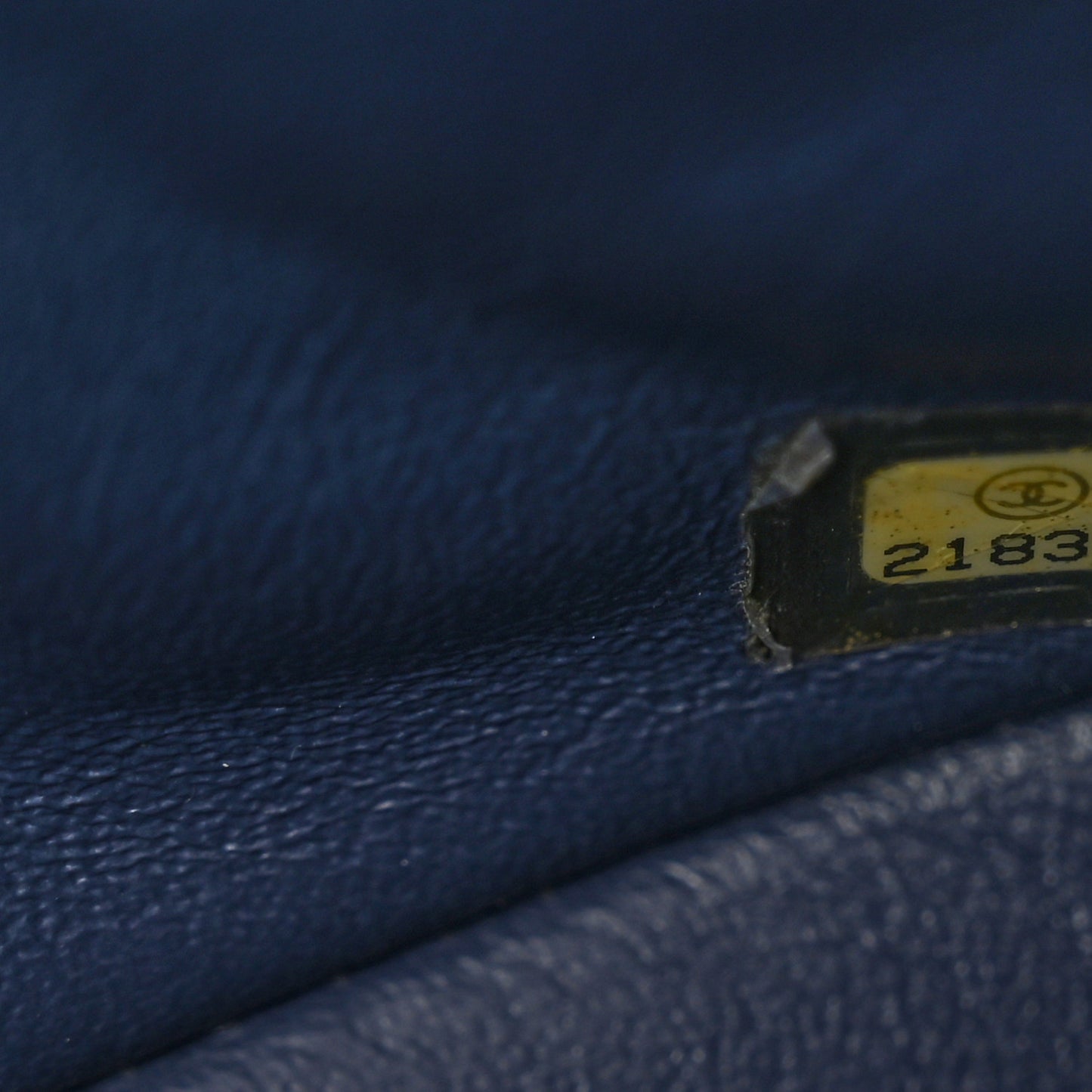 Crumpled Grained Calfskin Small Two Tone Flap Navy