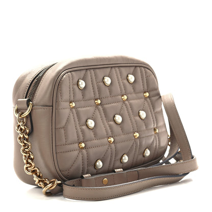 Gucci Calfskin Matelasse Studded Small Pearly GG Marmont Chain Shoulder Bag Porcelain Rose 3 of 12
