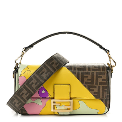 Fendi Glazed Fabric FF 1974 Hairdo Girls Inlay Baguette Mogano Panna Multicolor 1 of 10