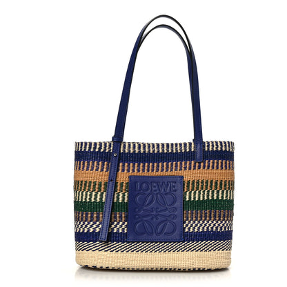 Loewe Raffia Small Square Basket Tote Bag Blue Multicolor 1 of 7