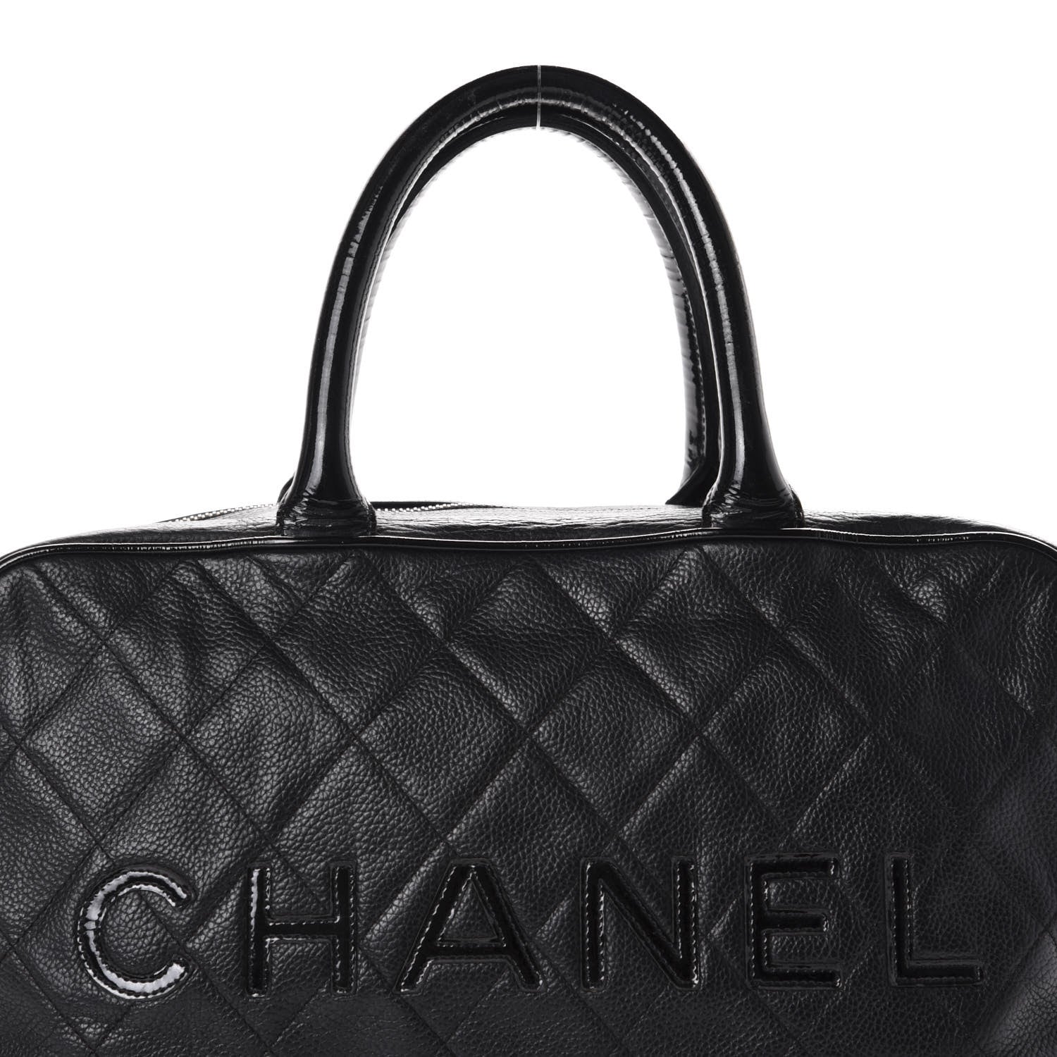 Chanel Calfskin Patent Quilted Large Bowler Black 10 of 10