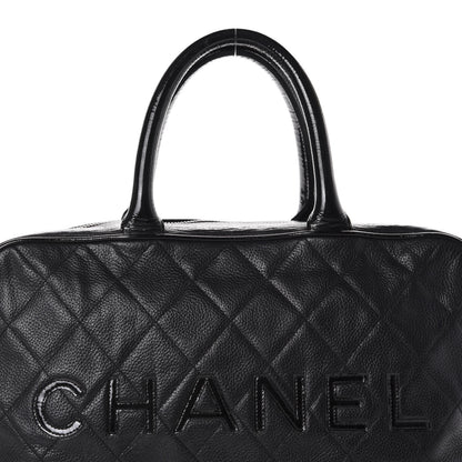Chanel Calfskin Patent Quilted Large Bowler Black 10 of 10