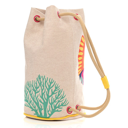 Hermes Toile H Canvas Under The Waves Drawstring Duffle Bag 3 of 11