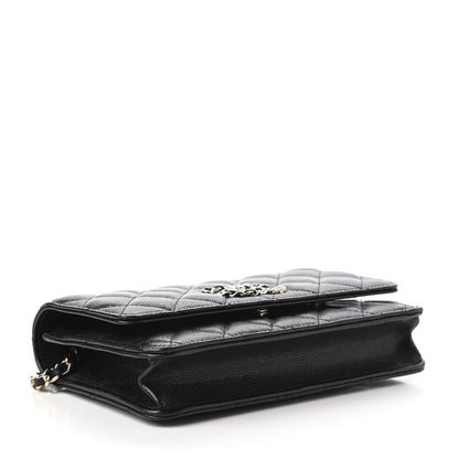 Chanel Caviar Quilted French New Wave Chain CC Wallet On Chain WOC Black 4 of 11