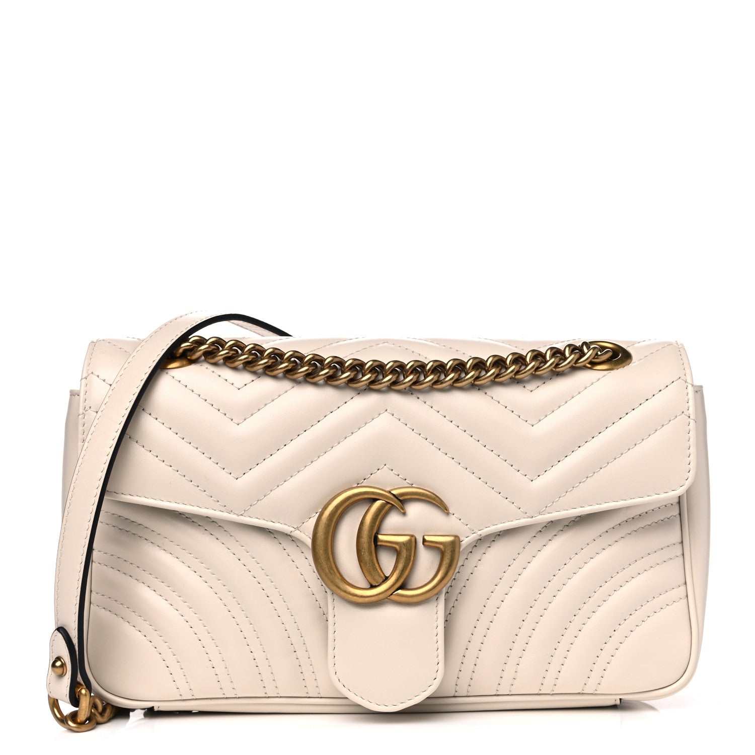 Gucci Calfskin Matelasse Small GG Marmont Shoulder Bag White 1 of 4