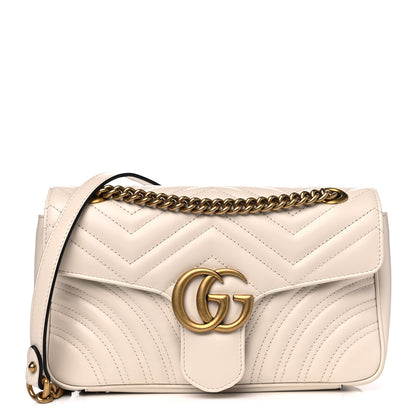 Gucci Calfskin Matelasse Small GG Marmont Shoulder Bag White 1 of 4