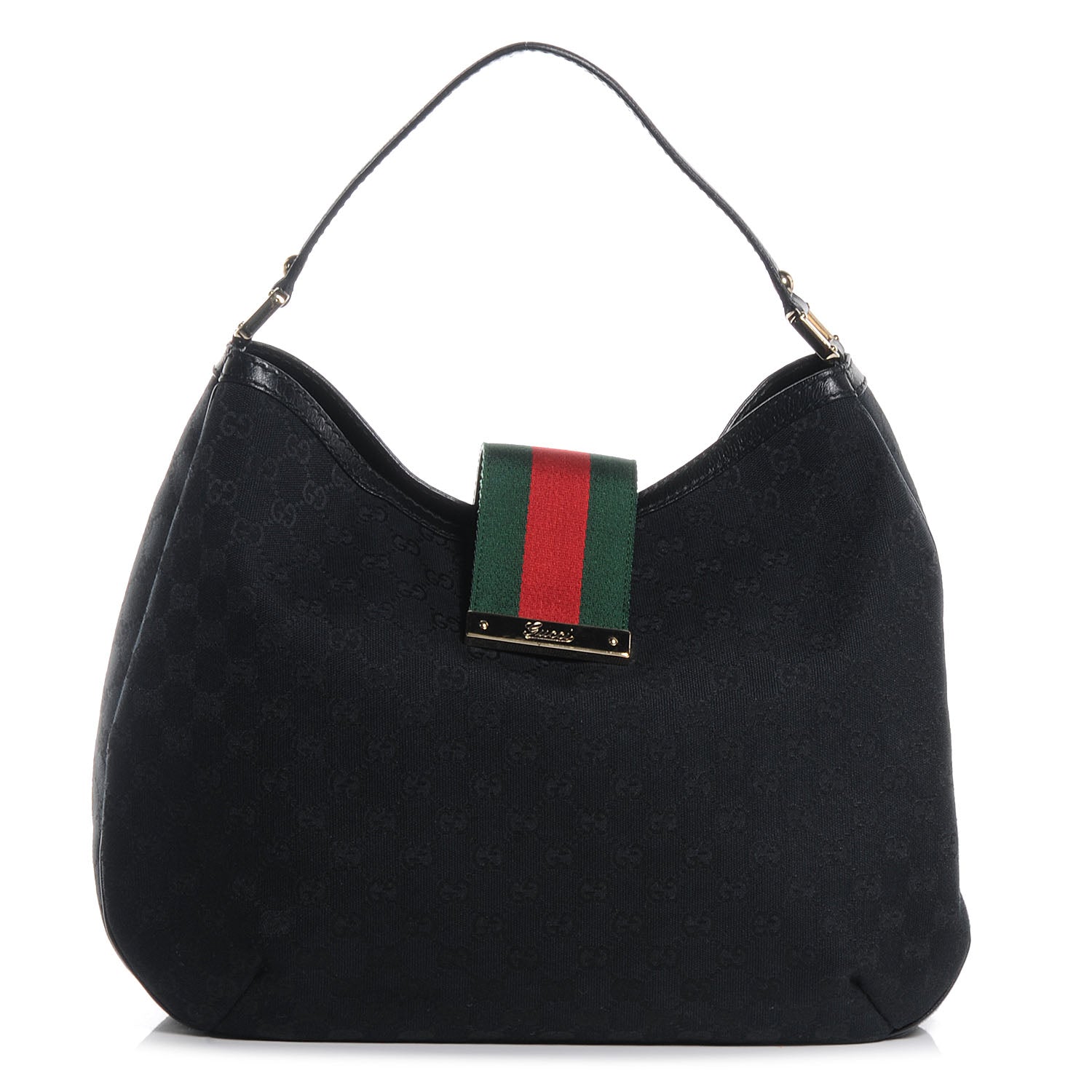 Gucci Monogram New Ladies Web Large Hobo Black 1 of 7