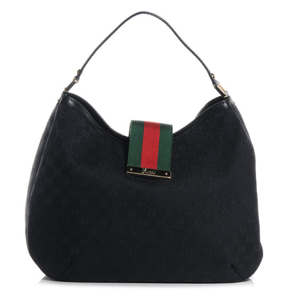 Gucci Monogram New Ladies Web Large Hobo Black 1 of 7