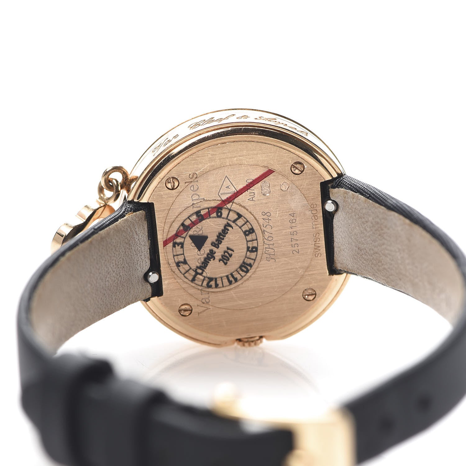 Van Cleef & Arpels 18K Rose Gold Satin Diamond Bezel 25mm Charms Quartz Watch 5 of 7