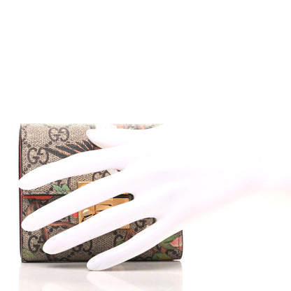 Gucci GG Supreme Monogram Tian Padlock Wallet Beige Multicolor Red 2 of 8